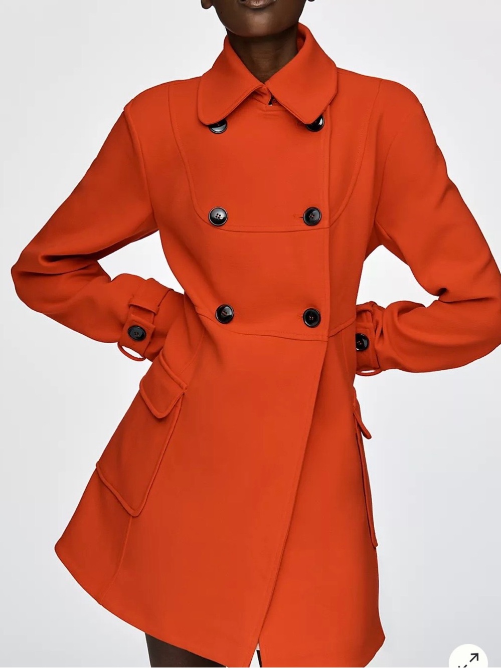 Anthropologie Vibrant Orange Double-Breasted Trench